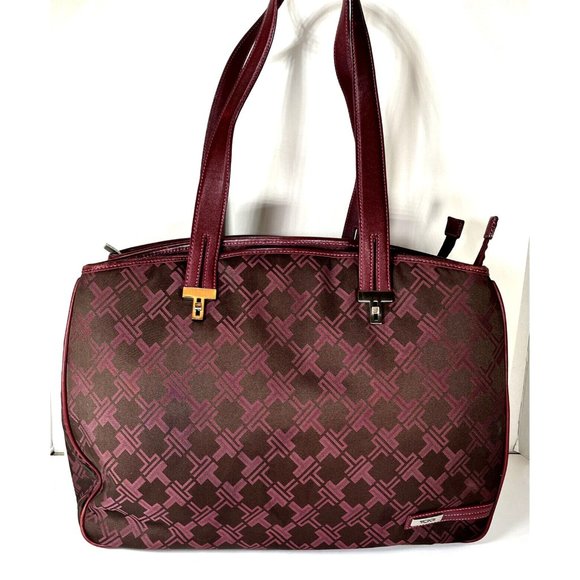 Tumi Womens Signature Maroon Burgundy Multi Compartment Laptop Briefcase Bag - Picture 1 of 12